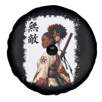 Afro African Pride Samurai Black Girl Spare Tire Cover Vintage Japanese Sumie Katana Graphic