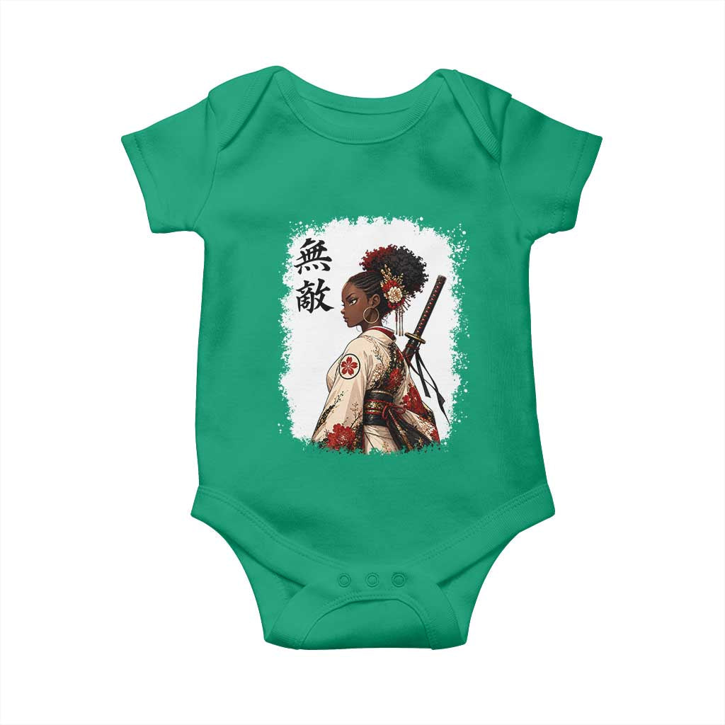 Afro African Pride Samurai Black Girl Baby Onesie Vintage Japanese Sumie Katana Graphic