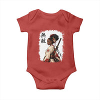Afro African Pride Samurai Black Girl Baby Onesie Vintage Japanese Sumie Katana Graphic