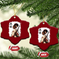 Afro African Pride Samurai Black Girl Ceramic Ornament Vintage Japanese Sumie Katana Graphic