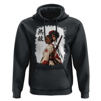 Afro African Pride Samurai Black Girl Hoodie Vintage Japanese Sumie Katana Graphic