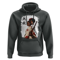 Afro African Pride Samurai Black Girl Hoodie Vintage Japanese Sumie Katana Graphic