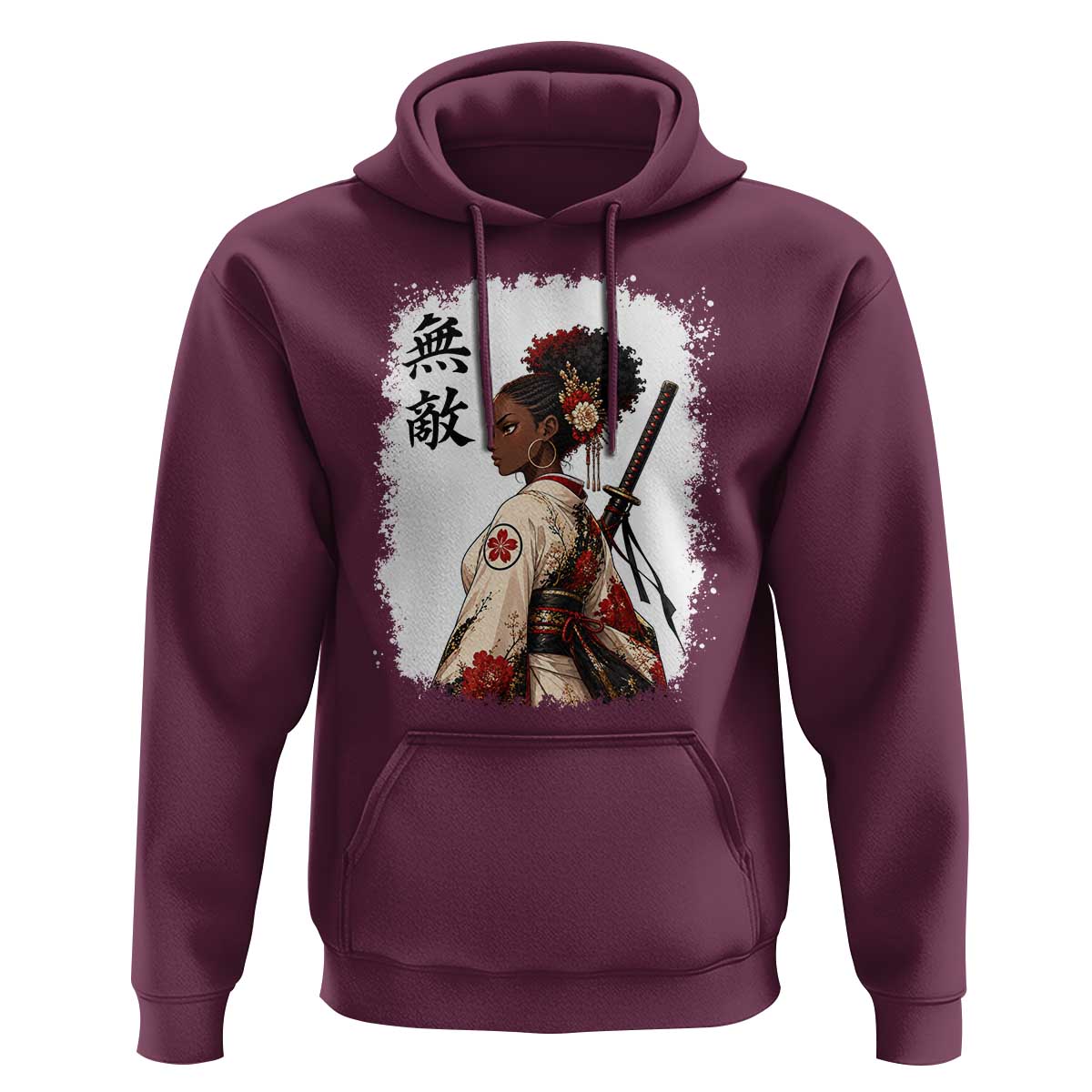 Afro African Pride Samurai Black Girl Hoodie Vintage Japanese Sumie Katana Graphic