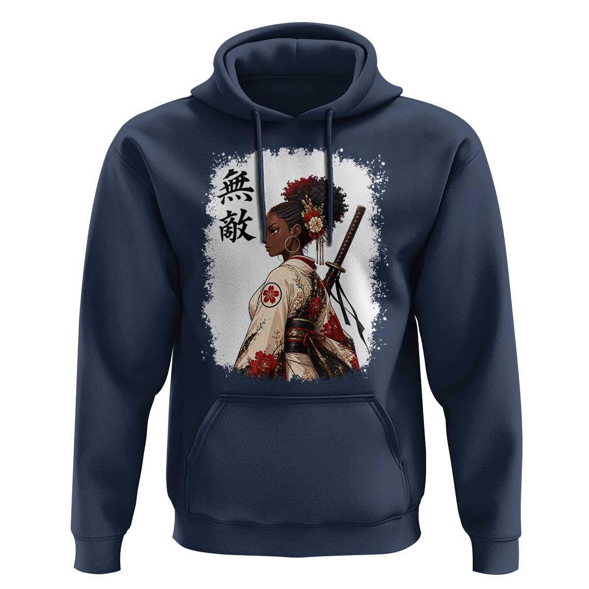 Afro African Pride Samurai Black Girl Hoodie Vintage Japanese Sumie Katana Graphic