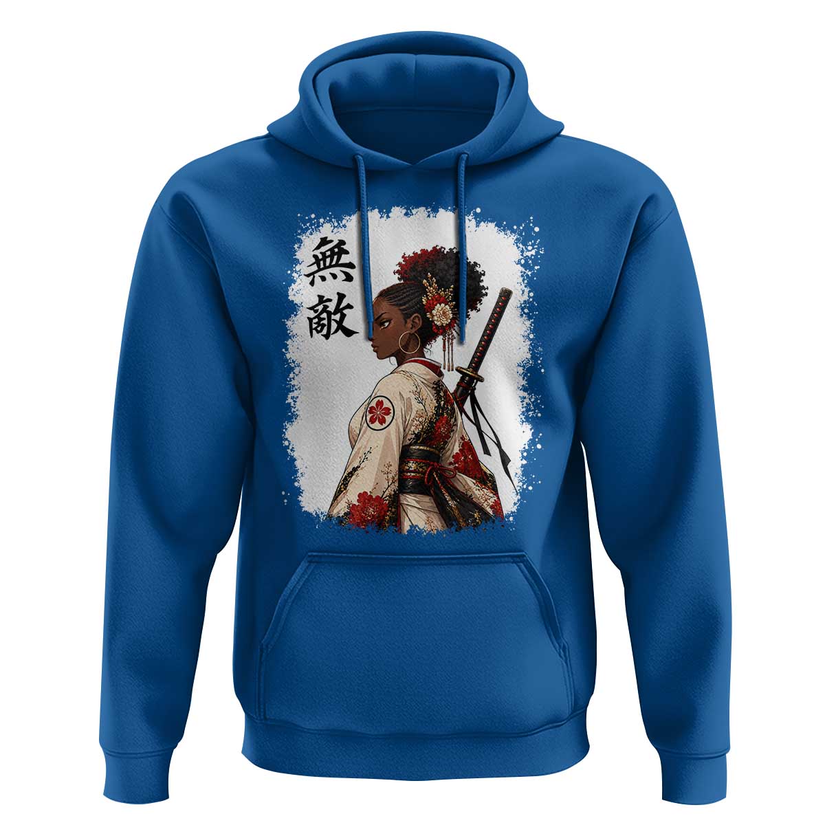 Afro African Pride Samurai Black Girl Hoodie Vintage Japanese Sumie Katana Graphic