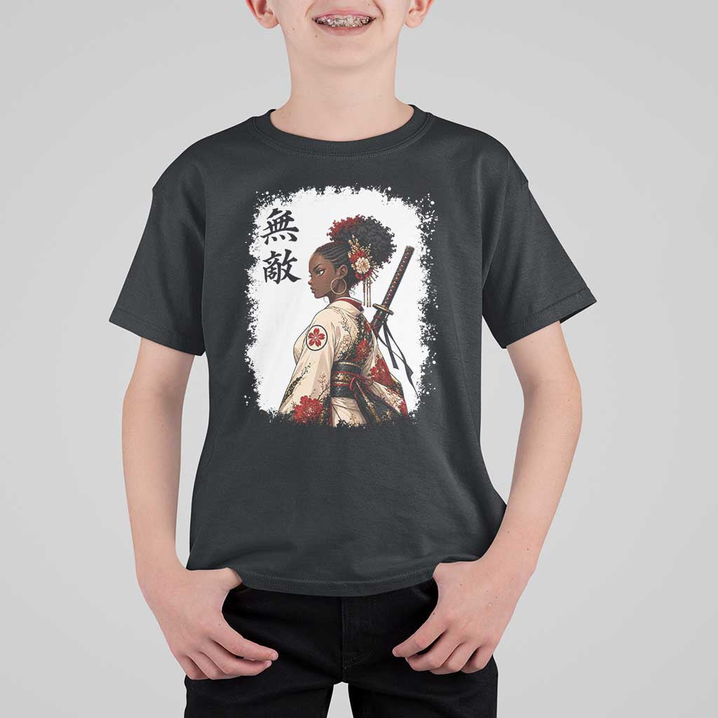 Afro African Pride Samurai Black Girl T Shirt For Kid Vintage Japanese Sumie Katana Graphic