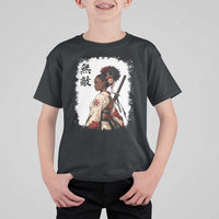 Afro African Pride Samurai Black Girl T Shirt For Kid Vintage Japanese Sumie Katana Graphic