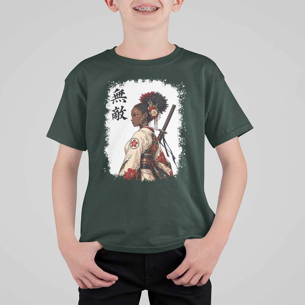 Afro African Pride Samurai Black Girl T Shirt For Kid Vintage Japanese Sumie Katana Graphic