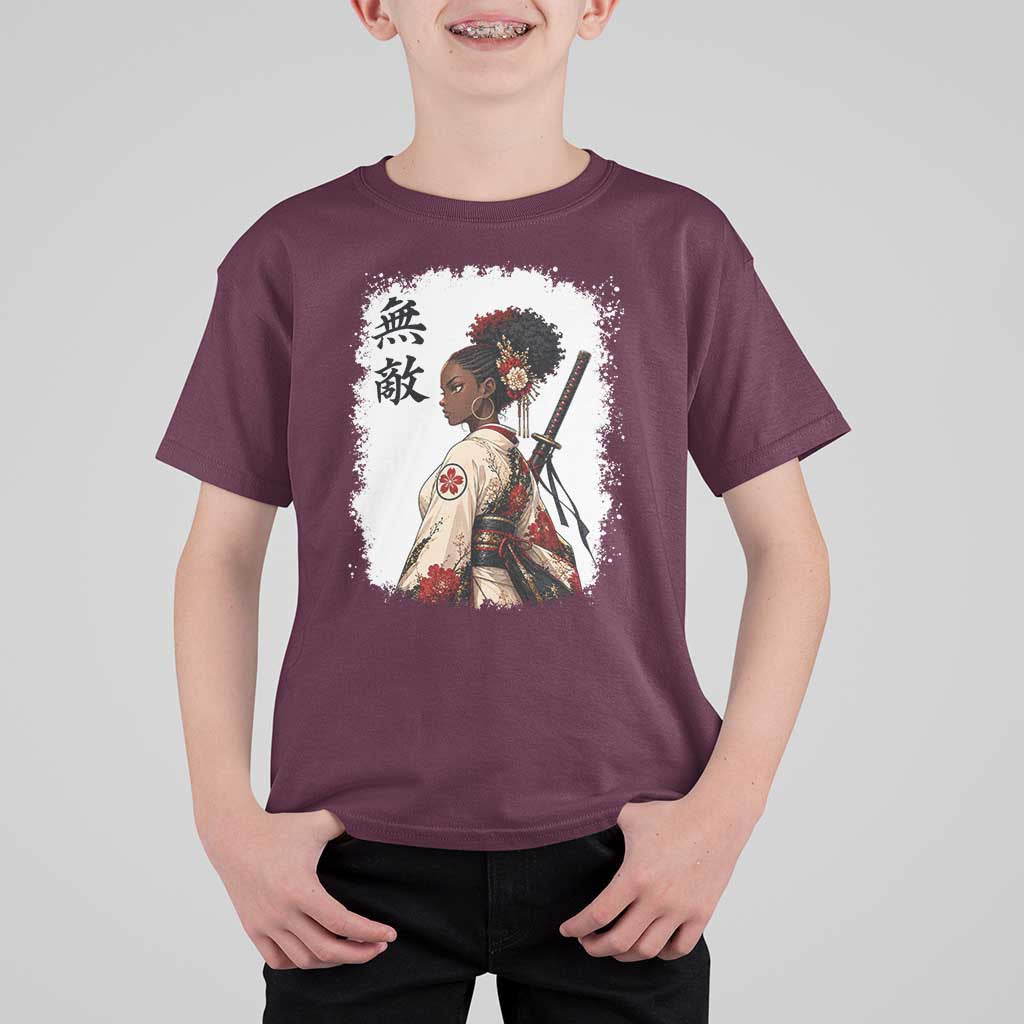 Afro African Pride Samurai Black Girl T Shirt For Kid Vintage Japanese Sumie Katana Graphic