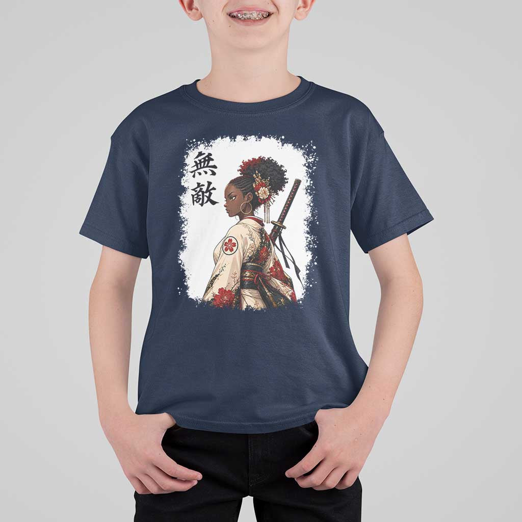 Afro African Pride Samurai Black Girl T Shirt For Kid Vintage Japanese Sumie Katana Graphic