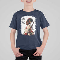 Afro African Pride Samurai Black Girl T Shirt For Kid Vintage Japanese Sumie Katana Graphic