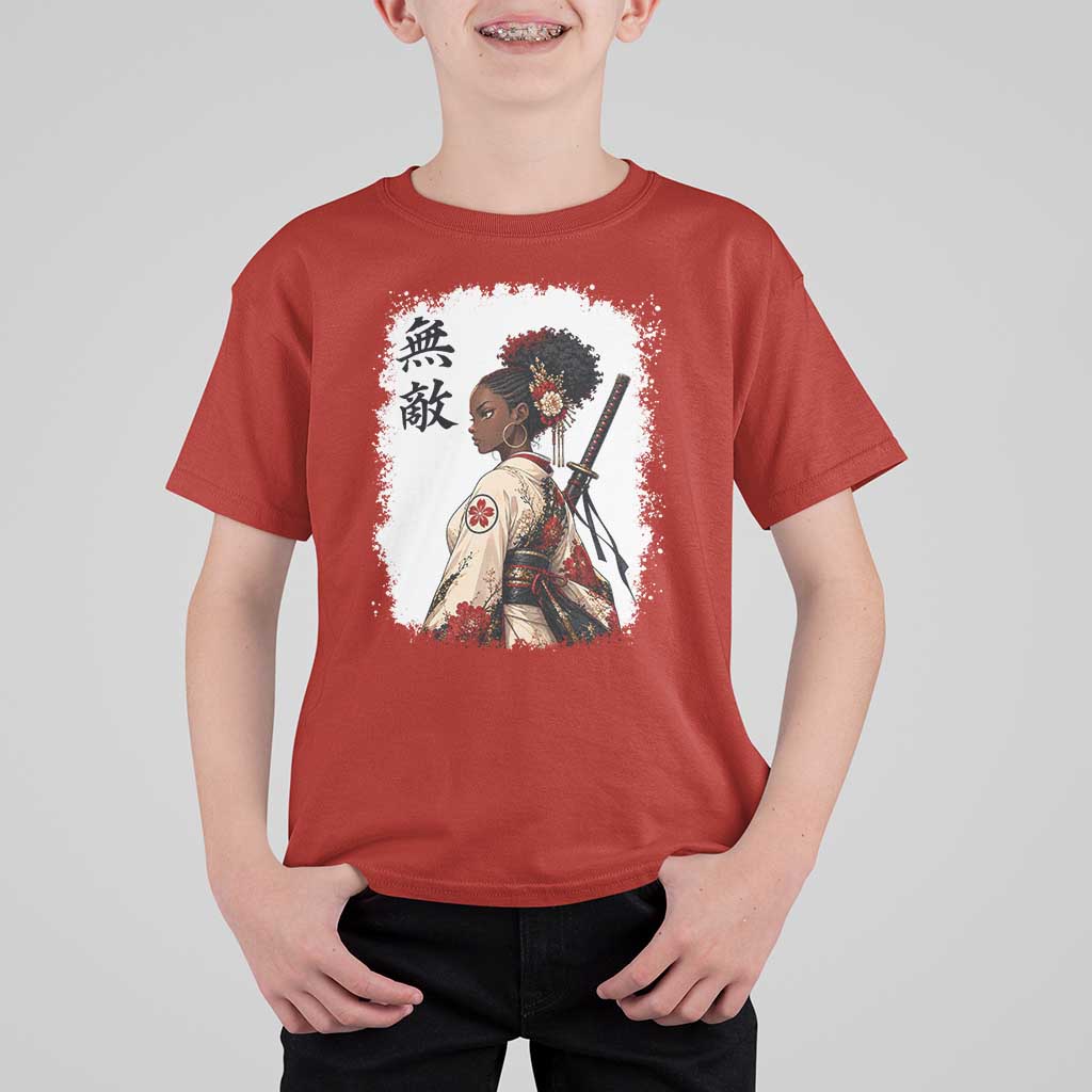 Afro African Pride Samurai Black Girl T Shirt For Kid Vintage Japanese Sumie Katana Graphic