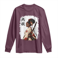 Afro African Pride Samurai Black Girl Long Sleeve Shirt Vintage Japanese Sumie Katana Graphic