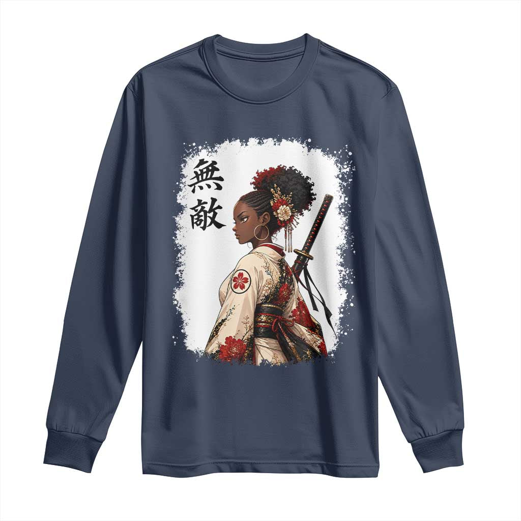 Afro African Pride Samurai Black Girl Long Sleeve Shirt Vintage Japanese Sumie Katana Graphic