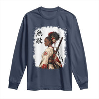 Afro African Pride Samurai Black Girl Long Sleeve Shirt Vintage Japanese Sumie Katana Graphic