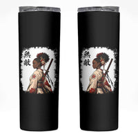 Afro African Pride Samurai Black Girl Skinny Tumbler Vintage Japanese Sumie Katana Graphic