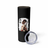 Afro African Pride Samurai Black Girl Skinny Tumbler Vintage Japanese Sumie Katana Graphic