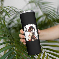 Afro African Pride Samurai Black Girl Skinny Tumbler Vintage Japanese Sumie Katana Graphic