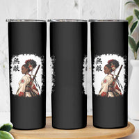 Afro African Pride Samurai Black Girl Skinny Tumbler Vintage Japanese Sumie Katana Graphic