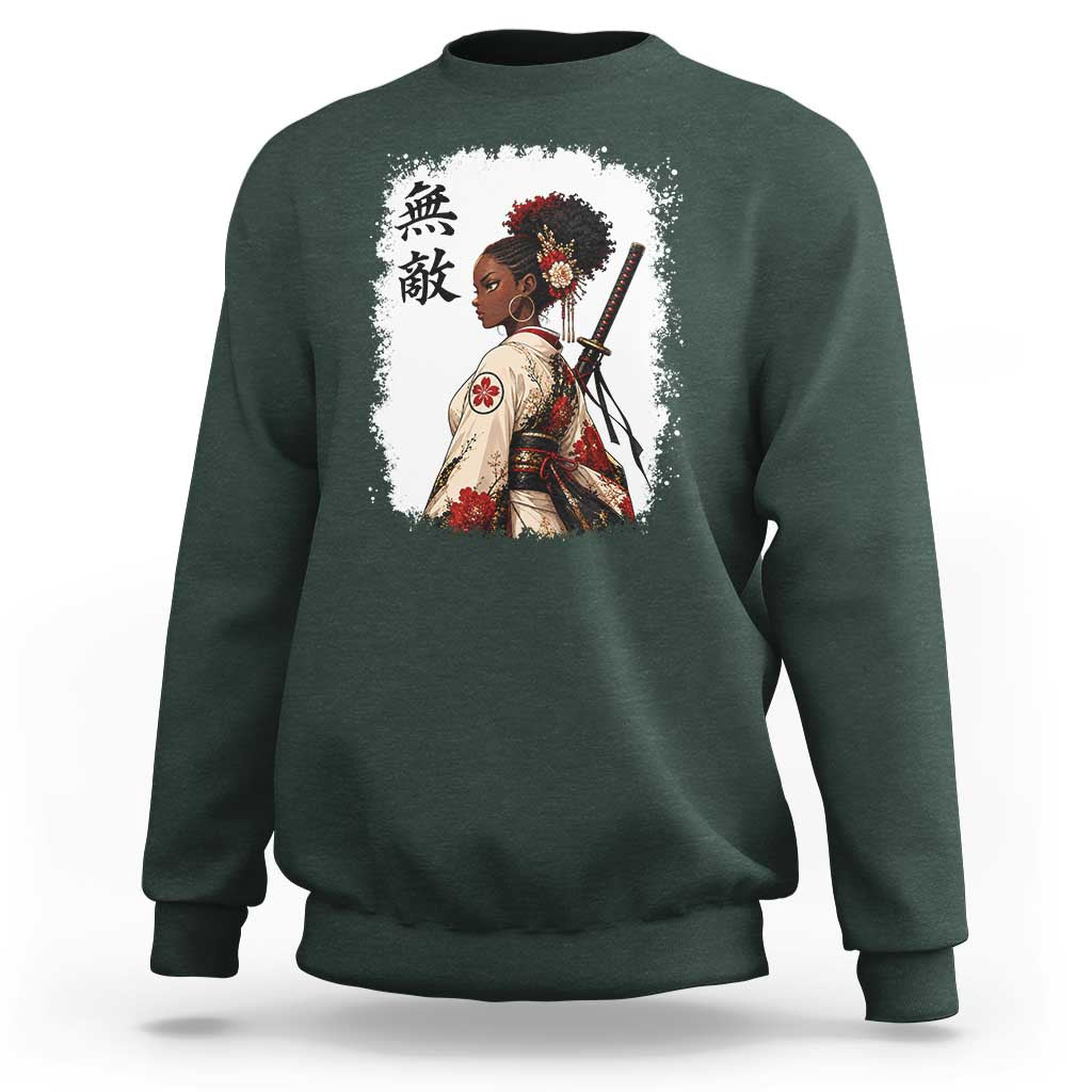 Afro African Pride Samurai Black Girl Sweatshirt Vintage Japanese Sumie Katana Graphic