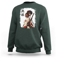 Afro African Pride Samurai Black Girl Sweatshirt Vintage Japanese Sumie Katana Graphic