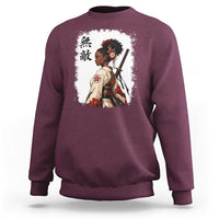 Afro African Pride Samurai Black Girl Sweatshirt Vintage Japanese Sumie Katana Graphic