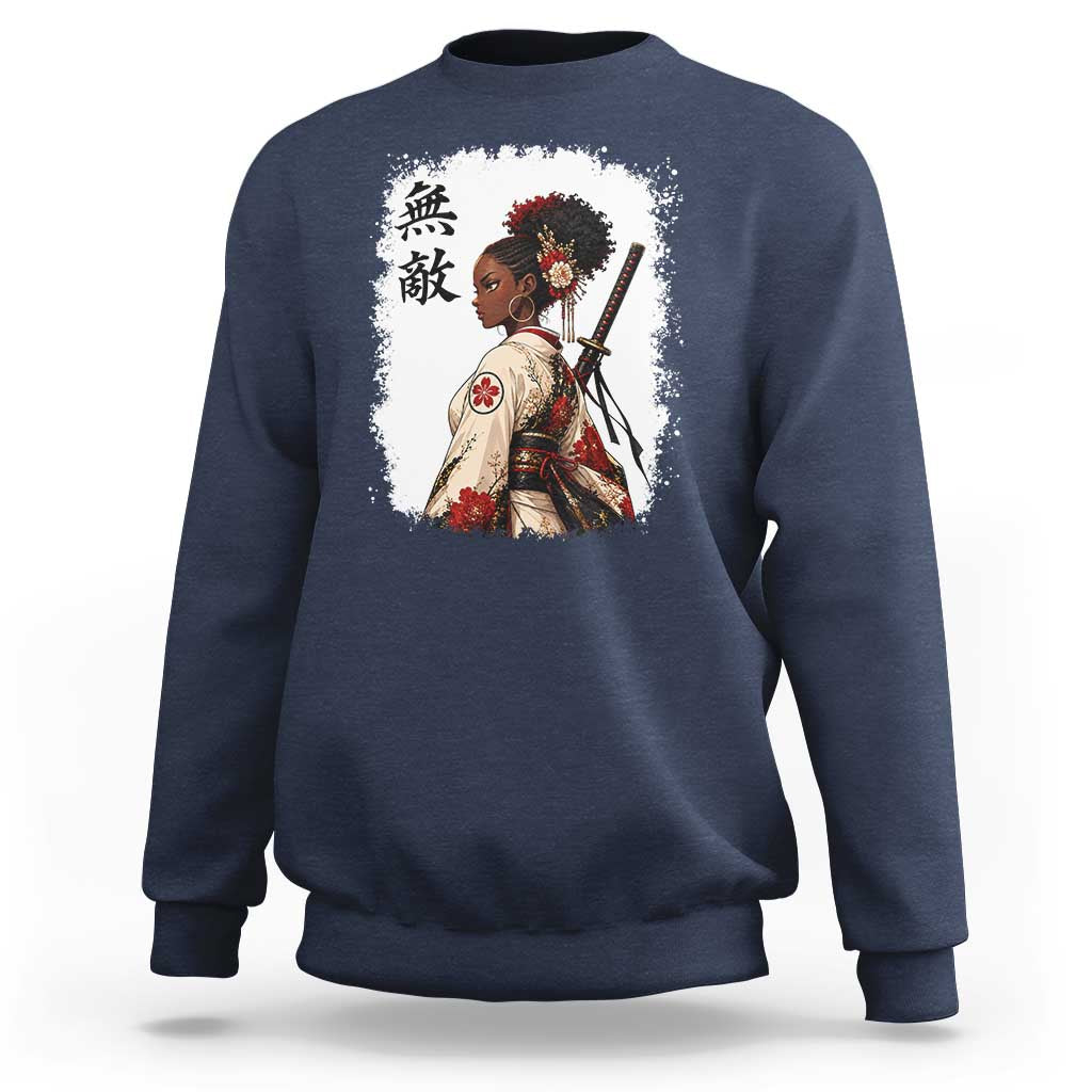 Afro African Pride Samurai Black Girl Sweatshirt Vintage Japanese Sumie Katana Graphic