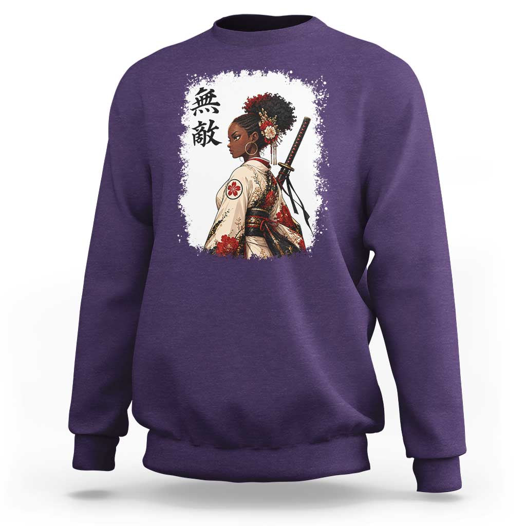 Afro African Pride Samurai Black Girl Sweatshirt Vintage Japanese Sumie Katana Graphic