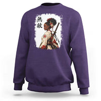 Afro African Pride Samurai Black Girl Sweatshirt Vintage Japanese Sumie Katana Graphic