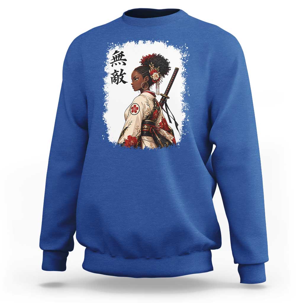Afro African Pride Samurai Black Girl Sweatshirt Vintage Japanese Sumie Katana Graphic