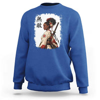 Afro African Pride Samurai Black Girl Sweatshirt Vintage Japanese Sumie Katana Graphic