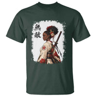 Afro African Pride Samurai Black Girl T Shirt Vintage Japanese Sumie Katana Graphic