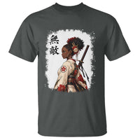 Afro African Pride Samurai Black Girl T Shirt Vintage Japanese Sumie Katana Graphic