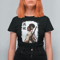Afro African Pride Samurai Black Girl T Shirt For Women Vintage Japanese Sumie Katana Graphic