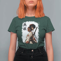 Afro African Pride Samurai Black Girl T Shirt For Women Vintage Japanese Sumie Katana Graphic