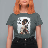 Afro African Pride Samurai Black Girl T Shirt For Women Vintage Japanese Sumie Katana Graphic