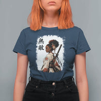 Afro African Pride Samurai Black Girl T Shirt For Women Vintage Japanese Sumie Katana Graphic