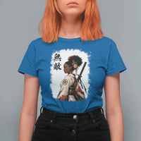 Afro African Pride Samurai Black Girl T Shirt For Women Vintage Japanese Sumie Katana Graphic