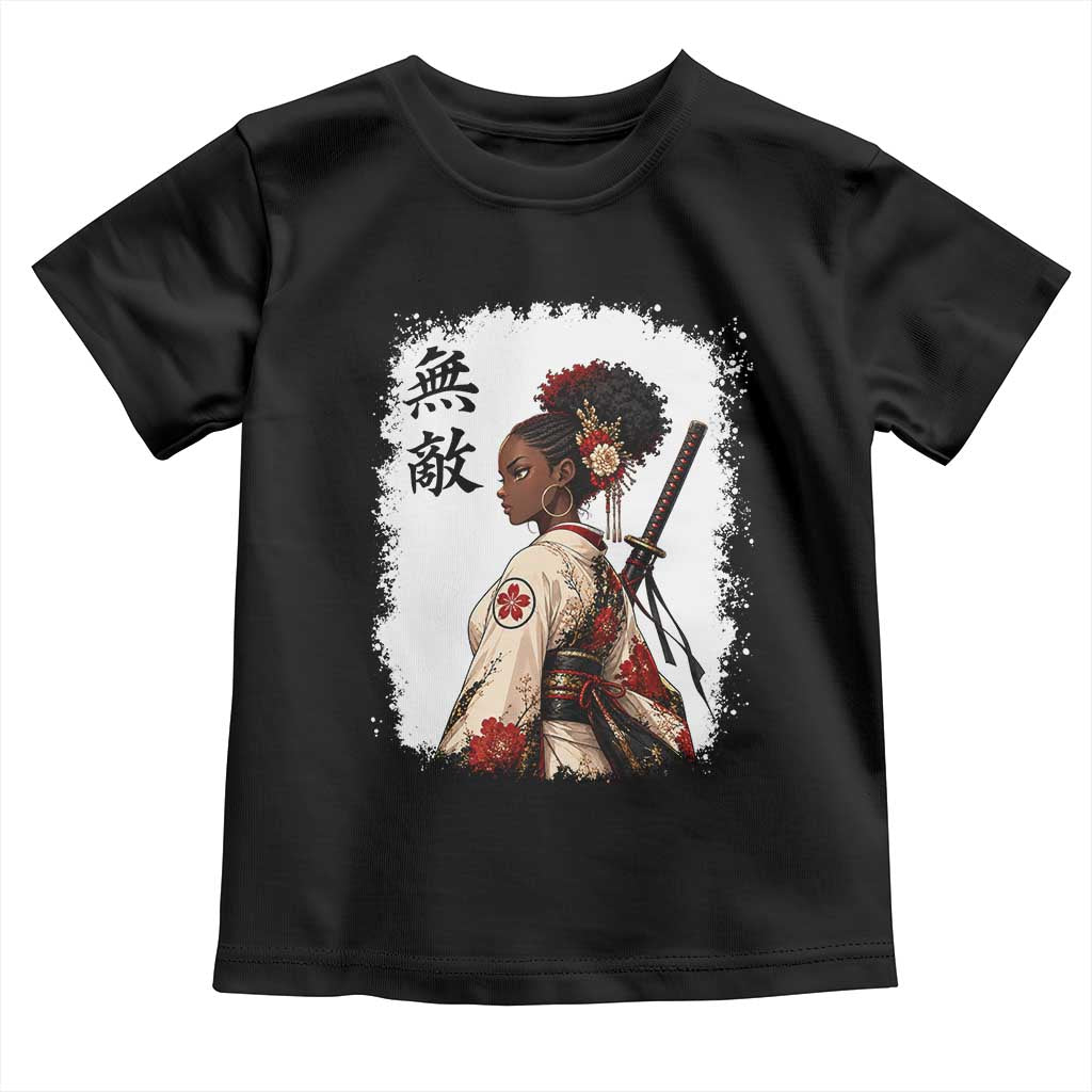 Afro African Pride Samurai Black Girl Toddler T Shirt Vintage Japanese Sumie Katana Graphic
