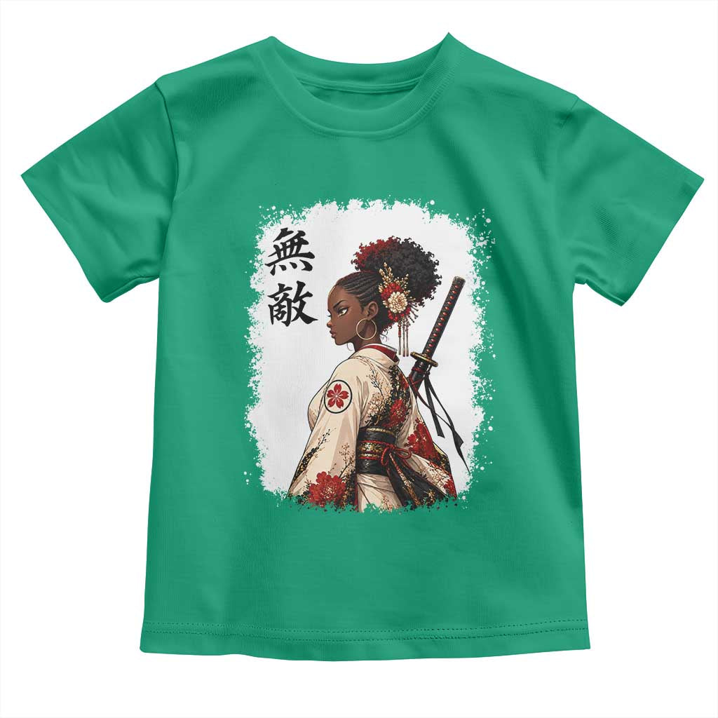 Afro African Pride Samurai Black Girl Toddler T Shirt Vintage Japanese Sumie Katana Graphic
