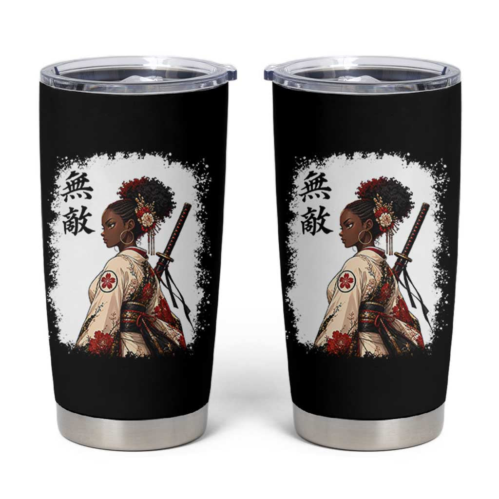 Afro African Pride Samurai Black Girl Tumbler Cup Vintage Japanese Sumie Katana Graphic