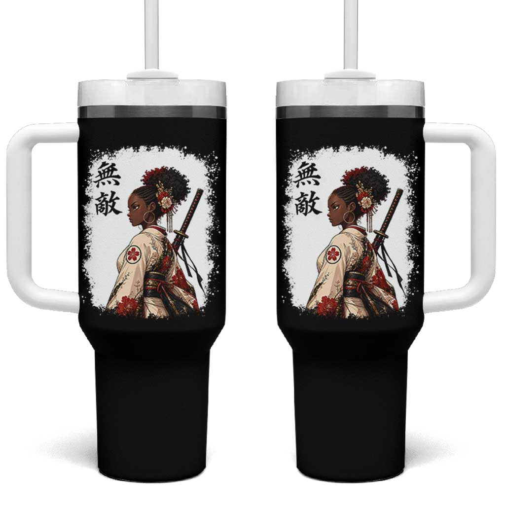 Afro African Pride Samurai Black Girl Tumbler With Handle Vintage Japanese Sumie Katana Graphic