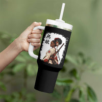Afro African Pride Samurai Black Girl Tumbler With Handle Vintage Japanese Sumie Katana Graphic