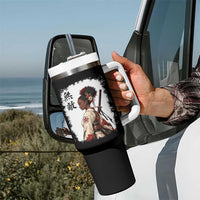 Afro African Pride Samurai Black Girl Tumbler With Handle Vintage Japanese Sumie Katana Graphic