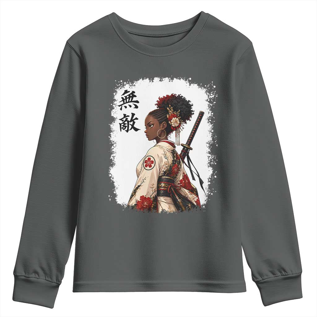 Afro African Pride Samurai Black Girl Youth Sweatshirt Vintage Japanese Sumie Katana Graphic