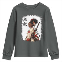 Afro African Pride Samurai Black Girl Youth Sweatshirt Vintage Japanese Sumie Katana Graphic