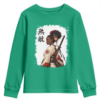 Afro African Pride Samurai Black Girl Youth Sweatshirt Vintage Japanese Sumie Katana Graphic