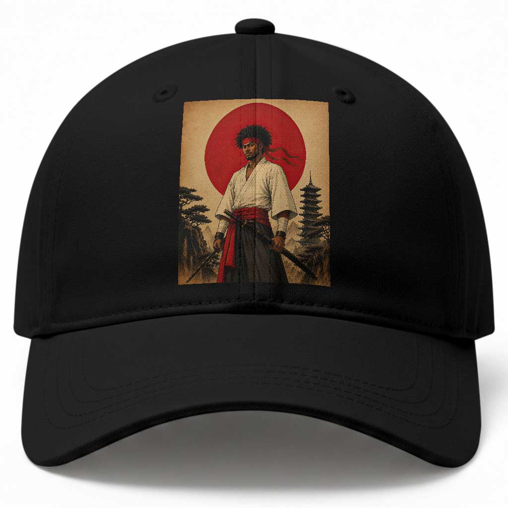 Afro American Samurai Bushido Warrior Baseball Cap Vintage Japanese Ukiyoe Graphic