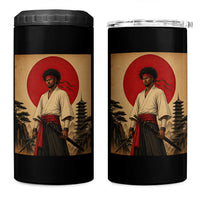 Afro American Samurai Bushido Warrior 4 in 1 Can Cooler Tumbler Vintage Japanese Ukiyoe Graphic
