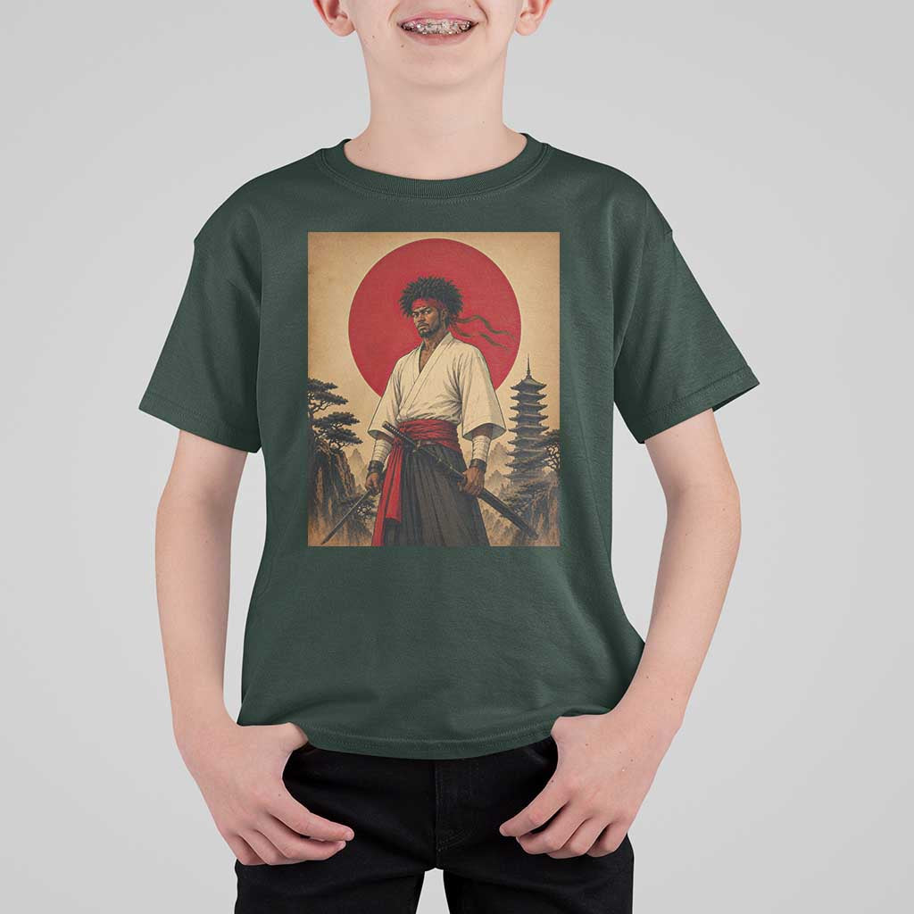 Afro American Samurai Bushido Warrior T Shirt For Kid Vintage Japanese Ukiyoe Graphic